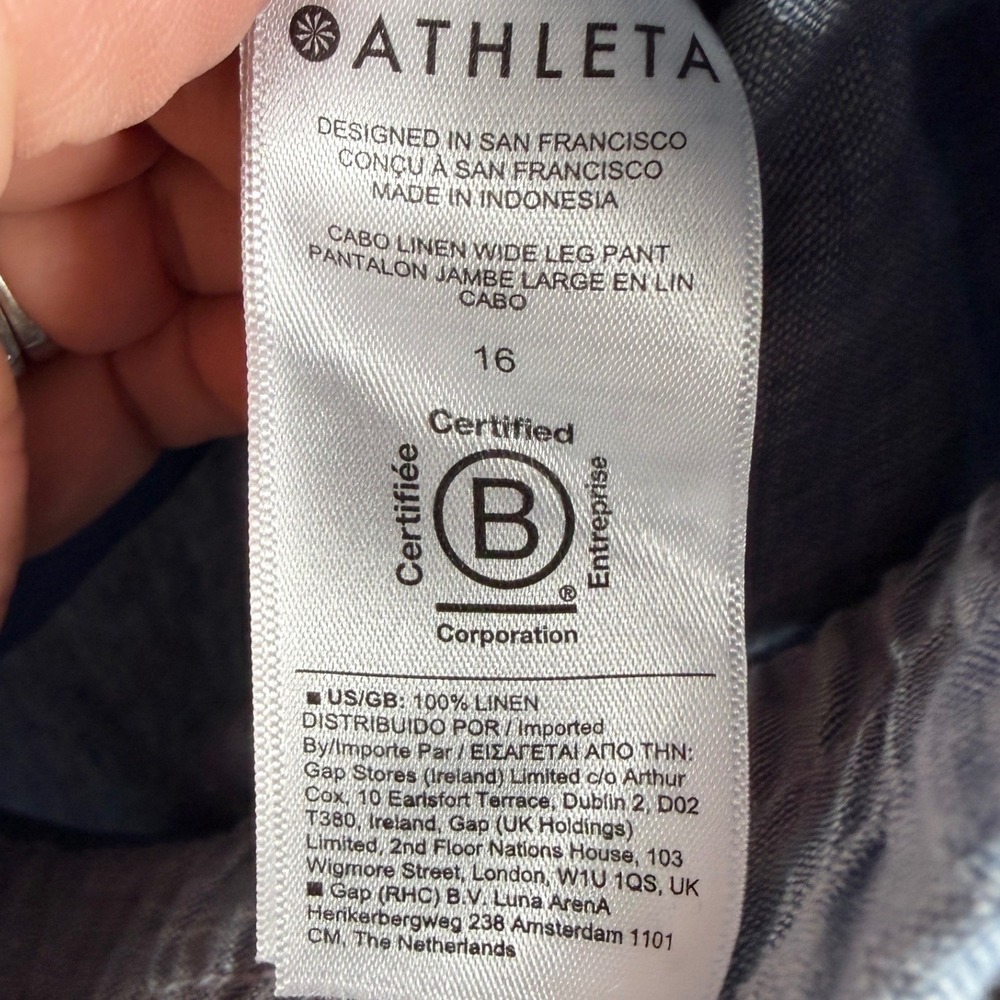 Athleta Cabo Linen Wide Leg Pants Light Blue Chambray Size 16 NWT SP22 - Picture 11 of 16
